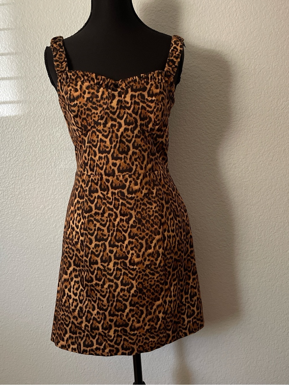 Zara Leopard-Print Mini Dress - Black & Brown
